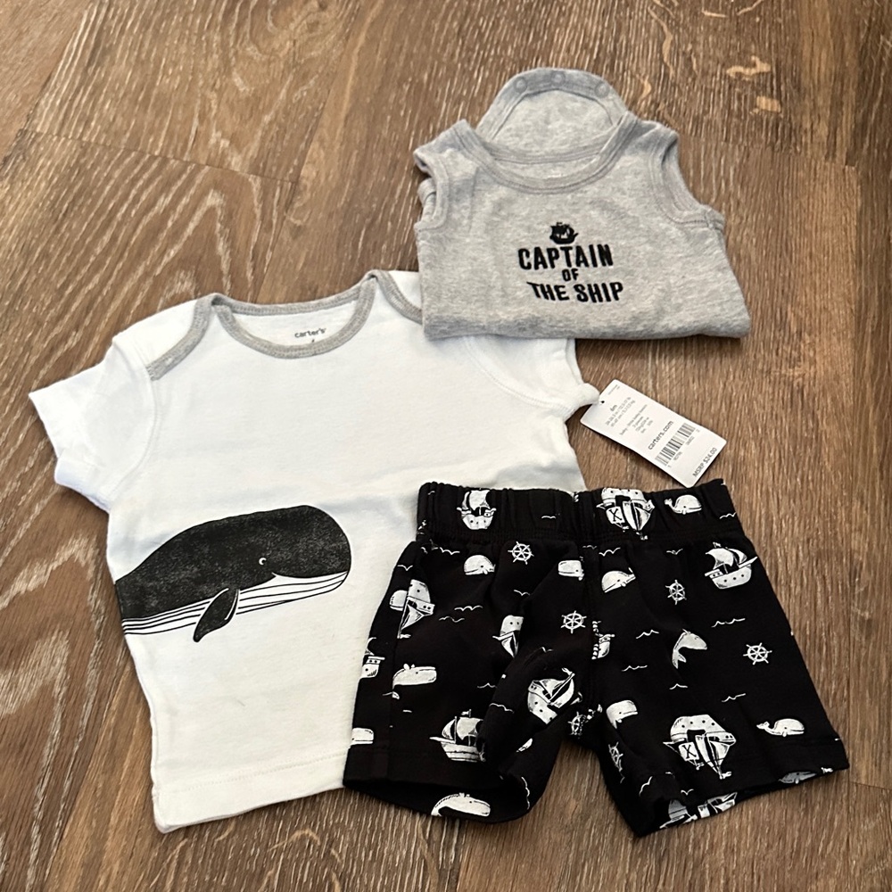 Carter's Gray and Black Whale Matching Set